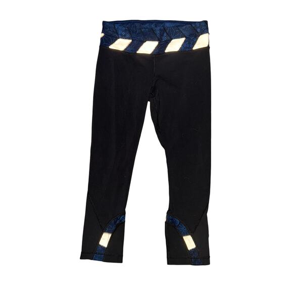 Lululemon Run Inspire Crop II Sashiko Women's 4 Black Fa14 Quilt 23 Luxtreme - Picture 1 of 6